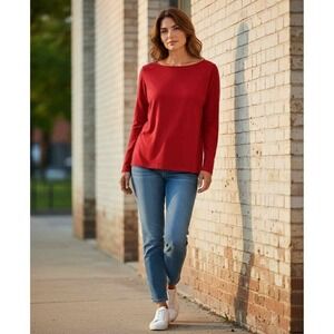 Women's Double Take‎ Red Long Sleeve Stretchy Tunic Top Size 2XL